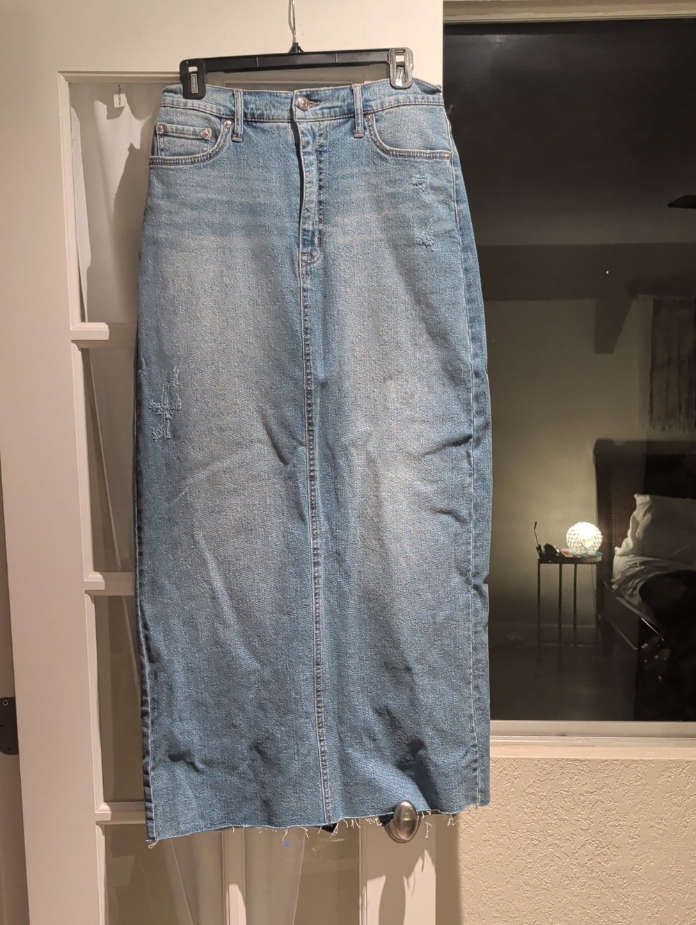 Sam Edelman Light Blue Denim Straight Maxi Skirt